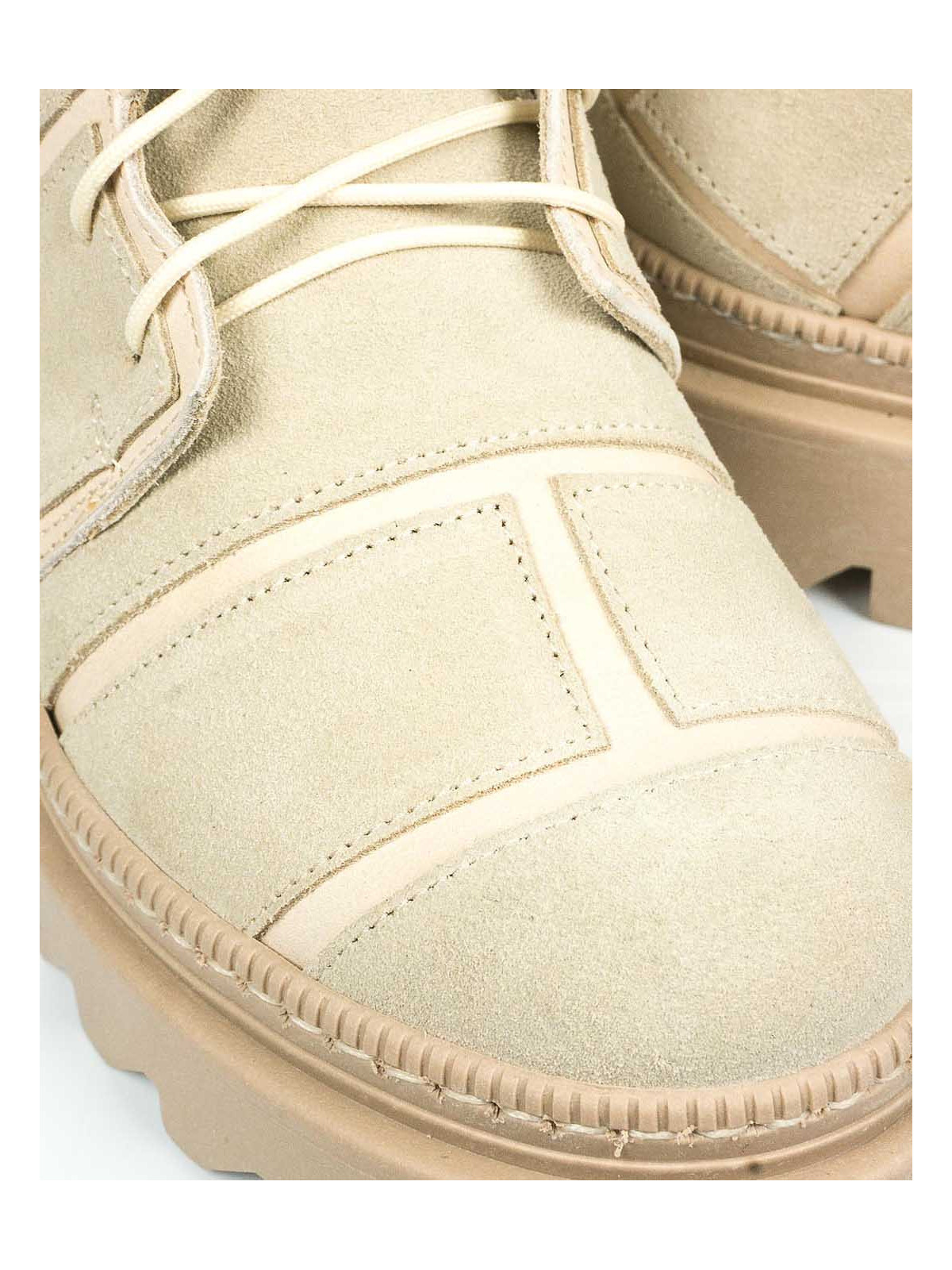 Beżowe botki damskie skórzane