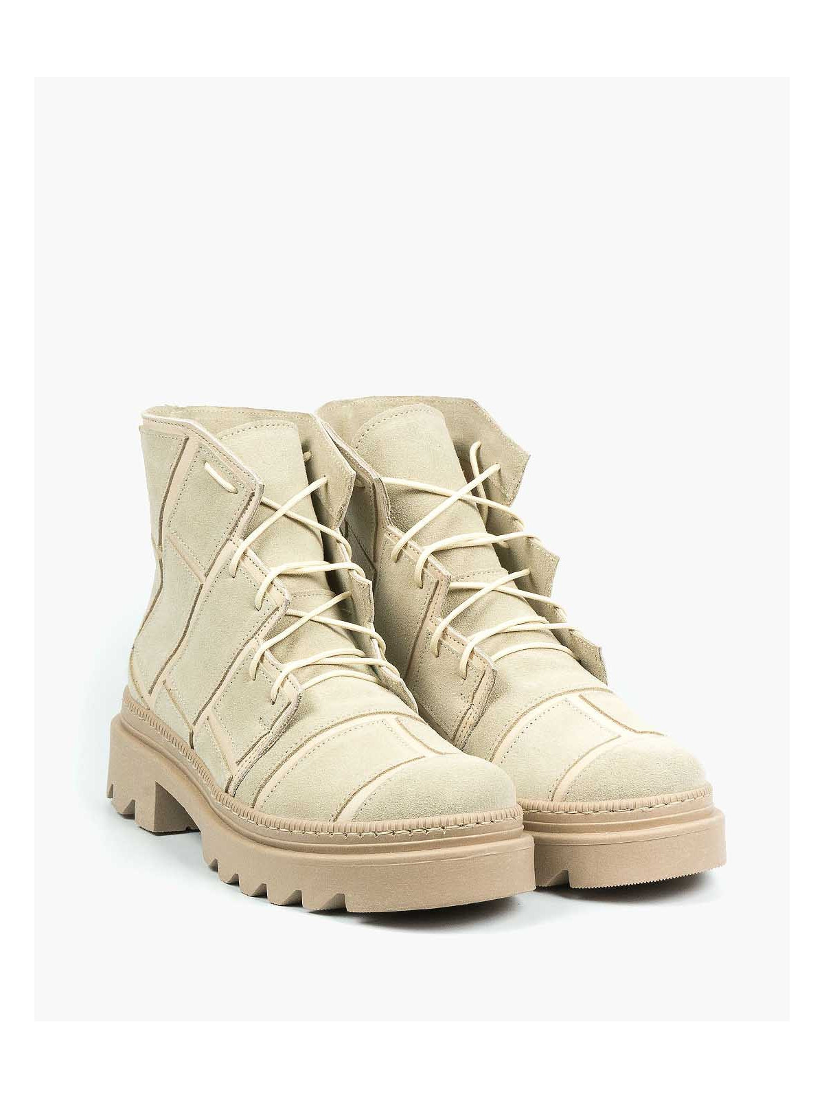 Beżowe botki damskie skórzane