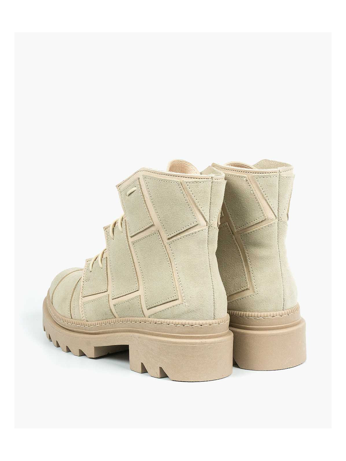 Beżowe botki damskie skórzane