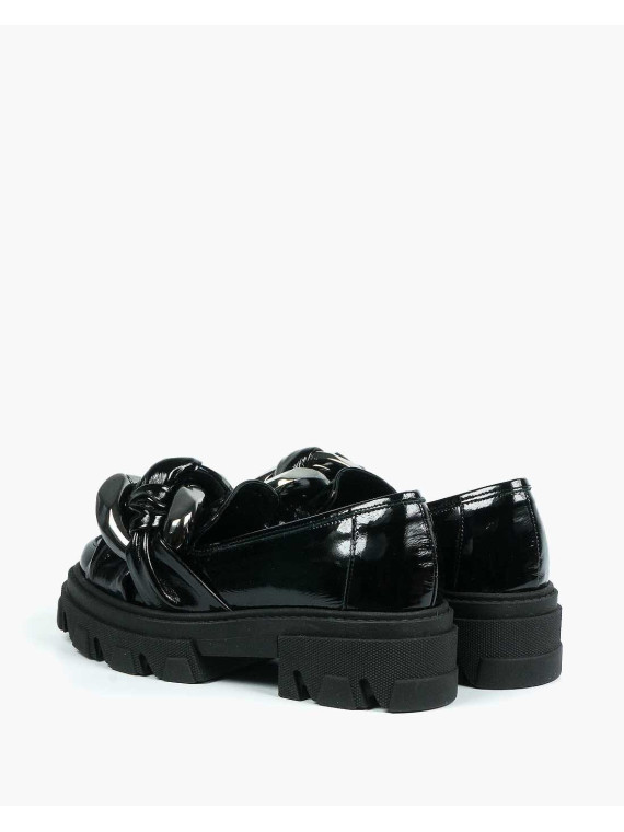 Czarne półbuty damskie skórzane