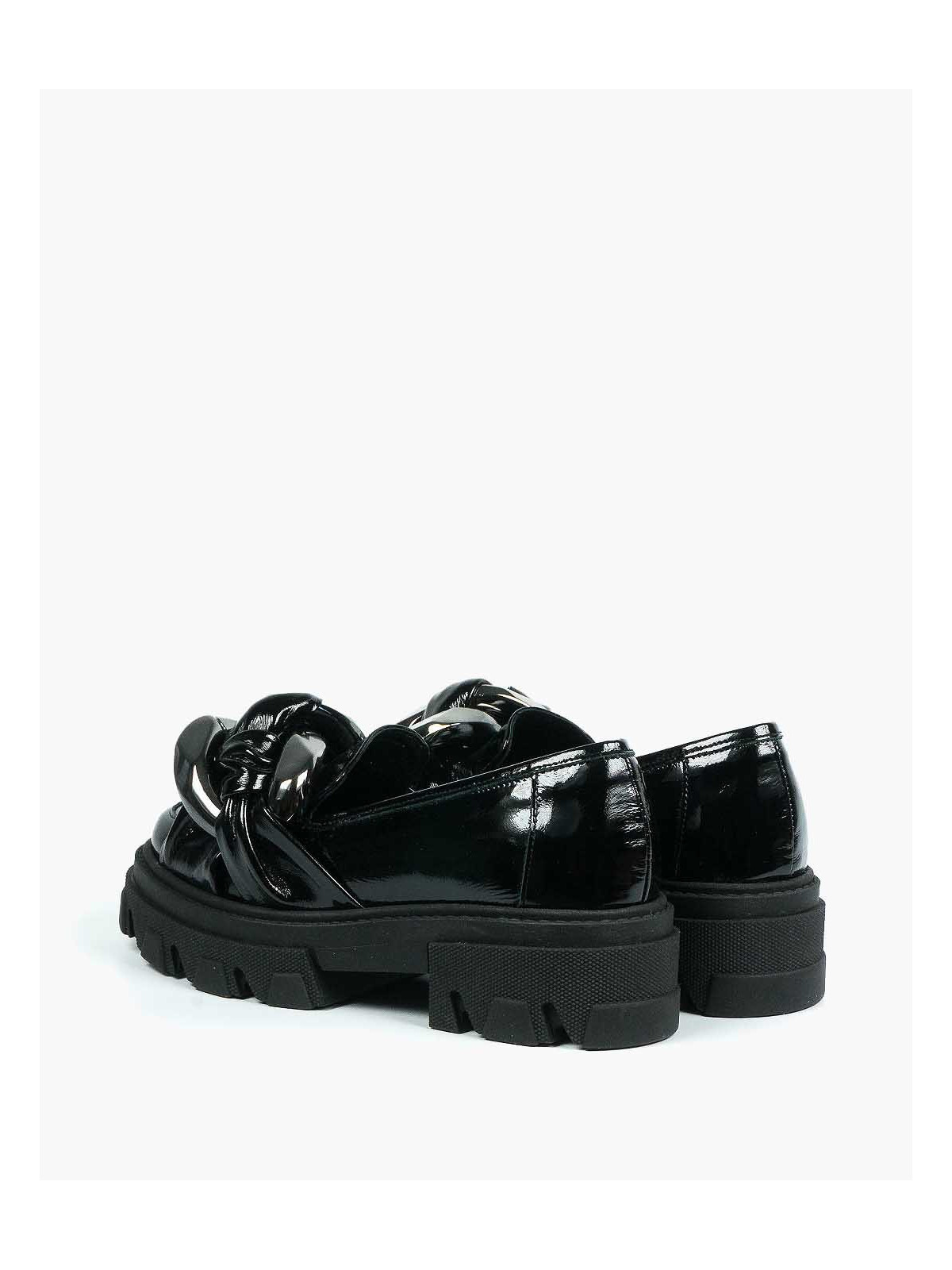 Czarne półbuty damskie skórzane