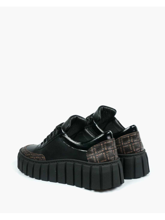Czarne trampki damskie skórzane
