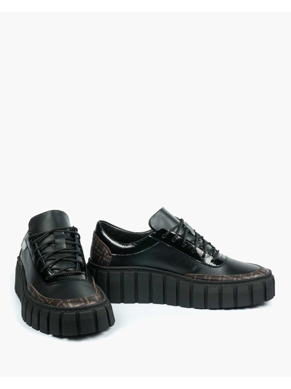 Czarne trampki damskie skórzane