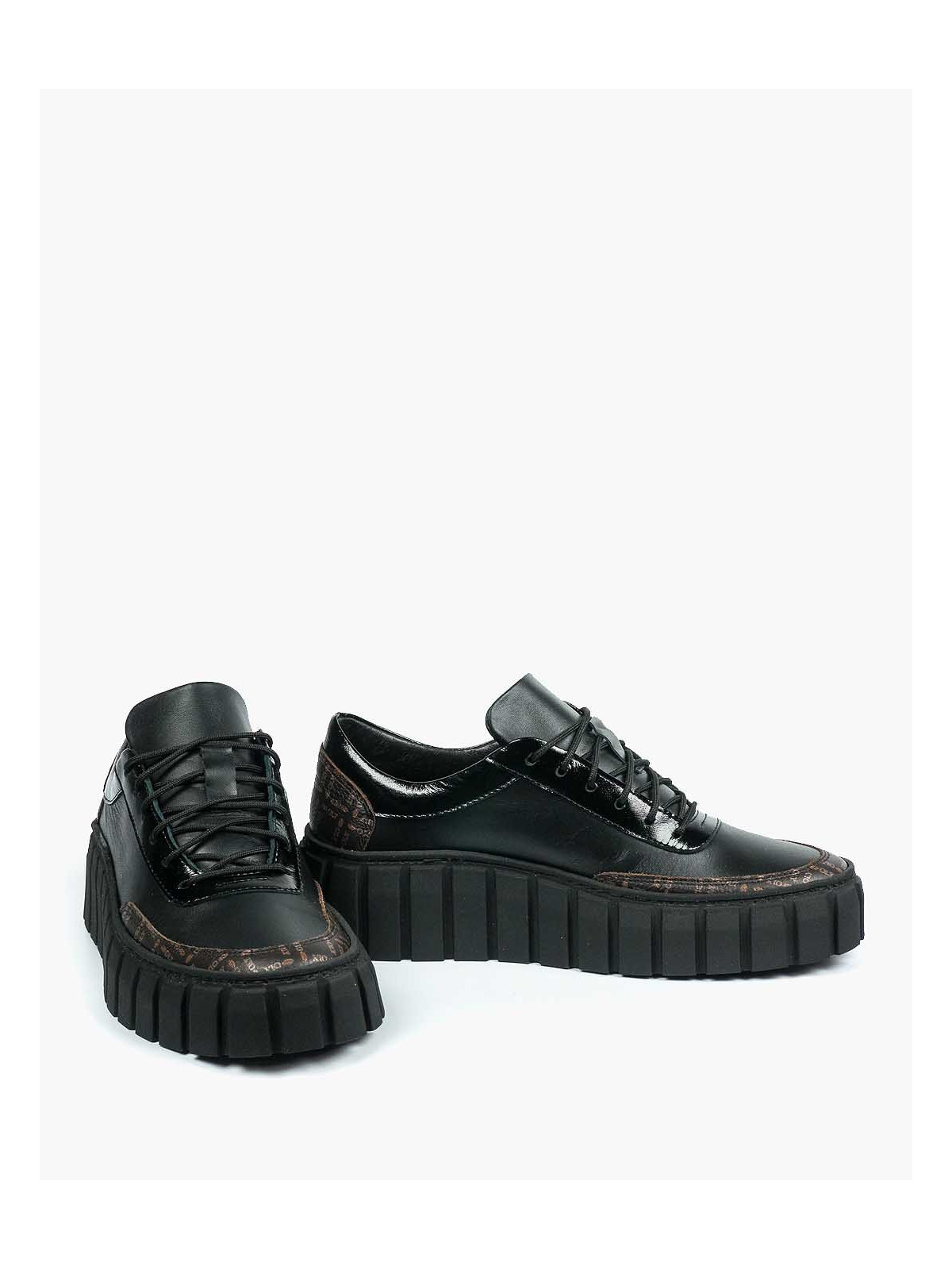 Czarne trampki damskie skórzane