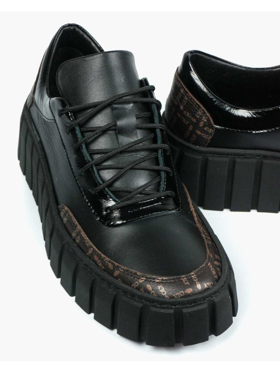 Czarne trampki damskie skórzane