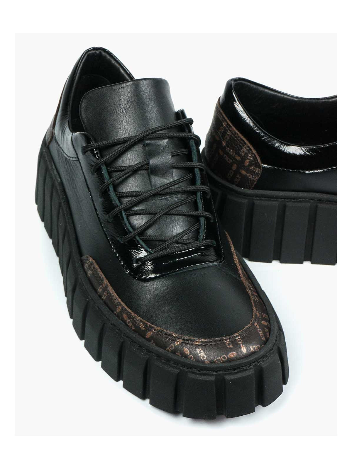 Czarne trampki damskie skórzane