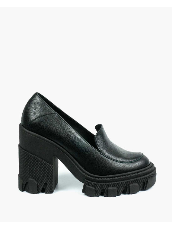 Czarne półbuty damskie skórzane