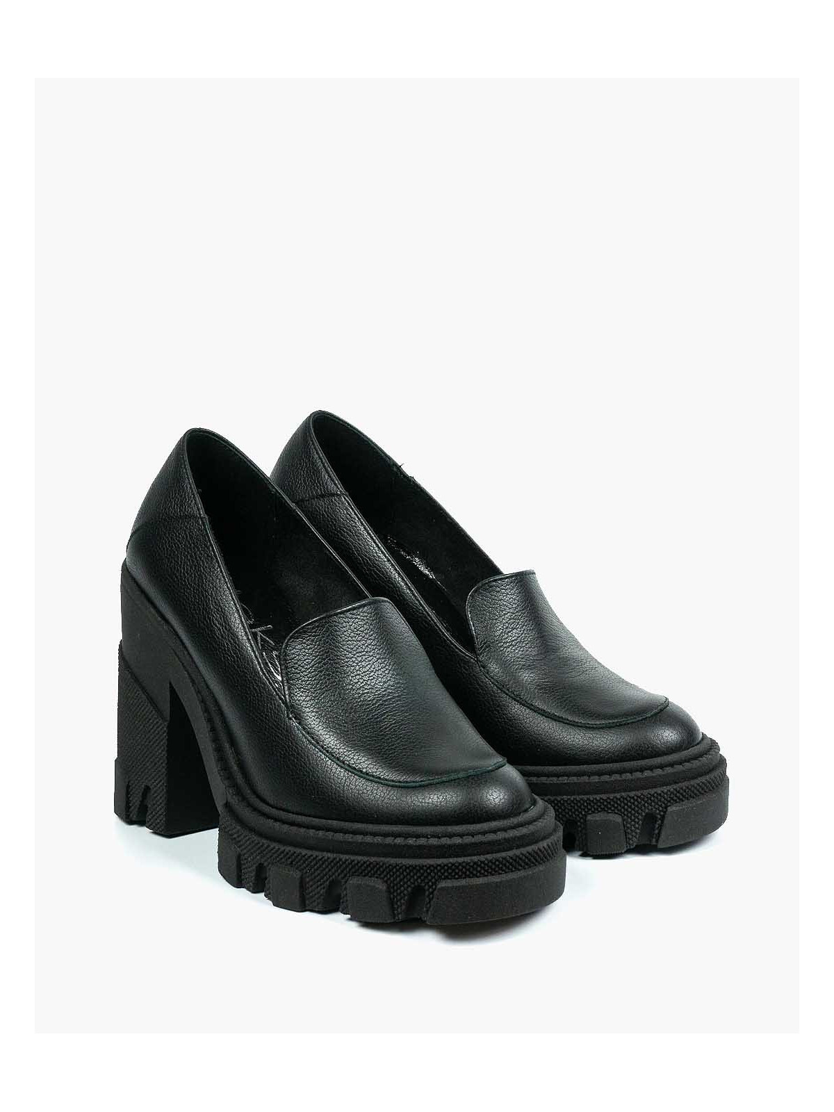 Czarne półbuty damskie skórzane