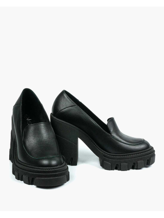 Czarne półbuty damskie skórzane