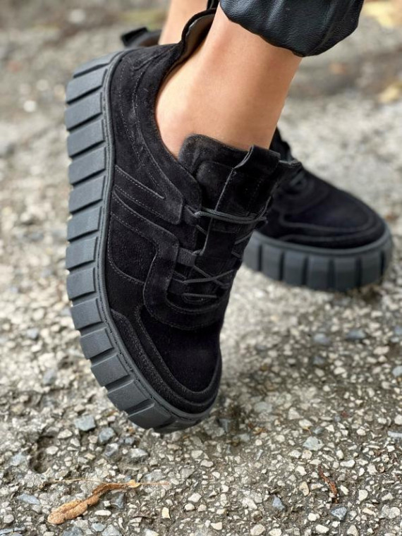 Czarne trampki damskie skórzane