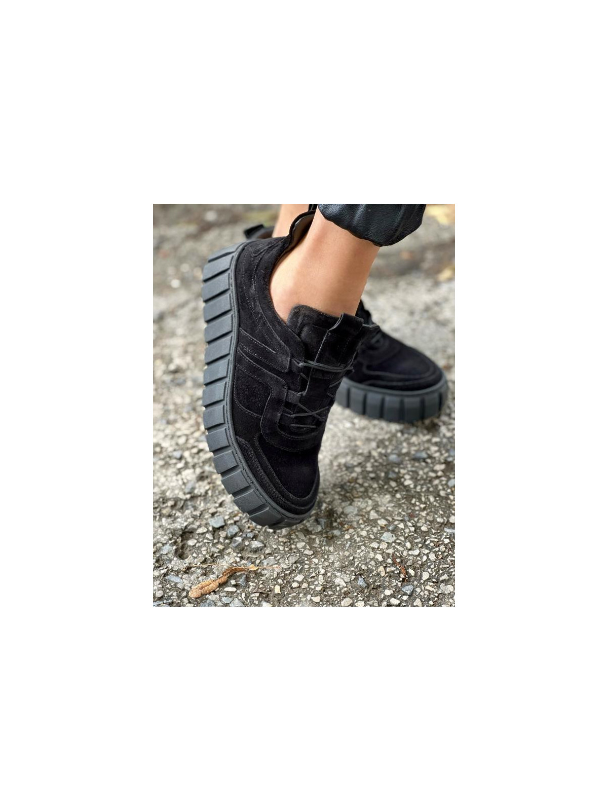 Czarne trampki damskie skórzane