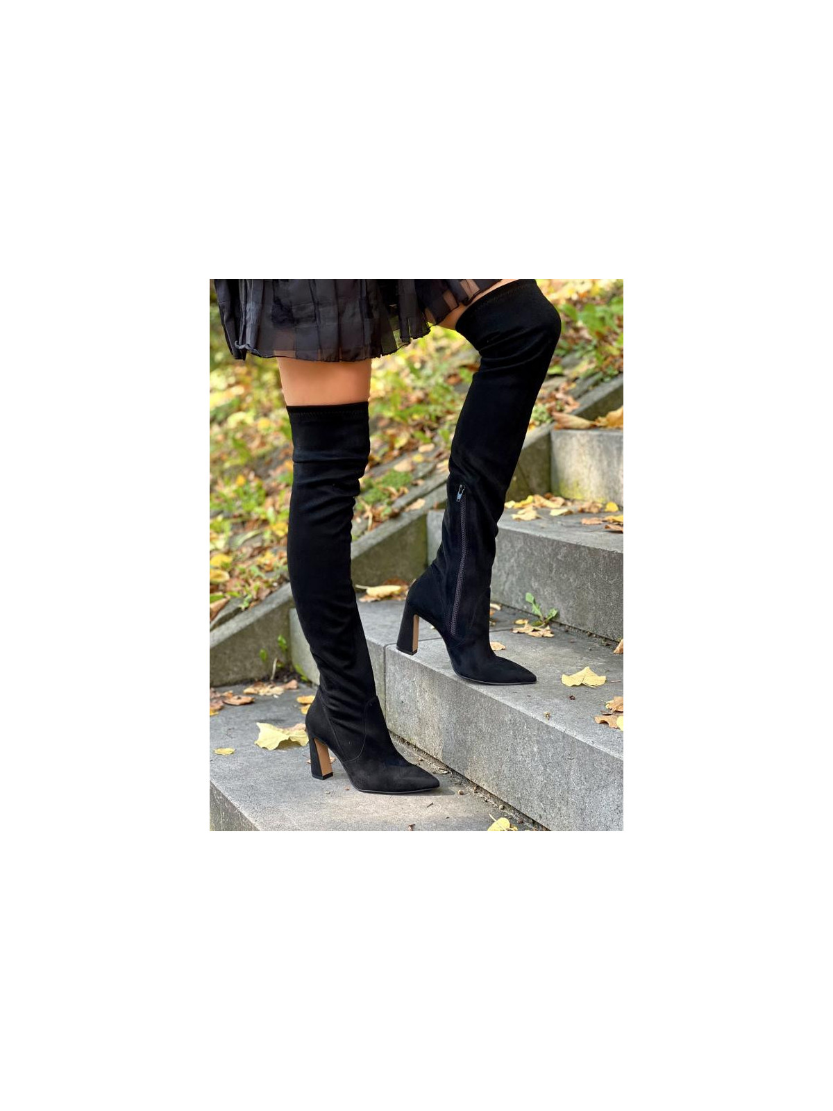 Czarne kozaki damskie skórzane