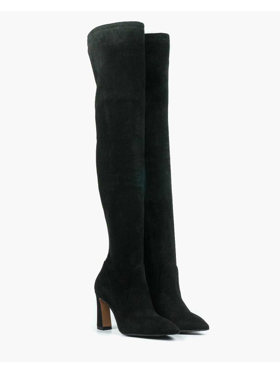 Czarne kozaki damskie skórzane