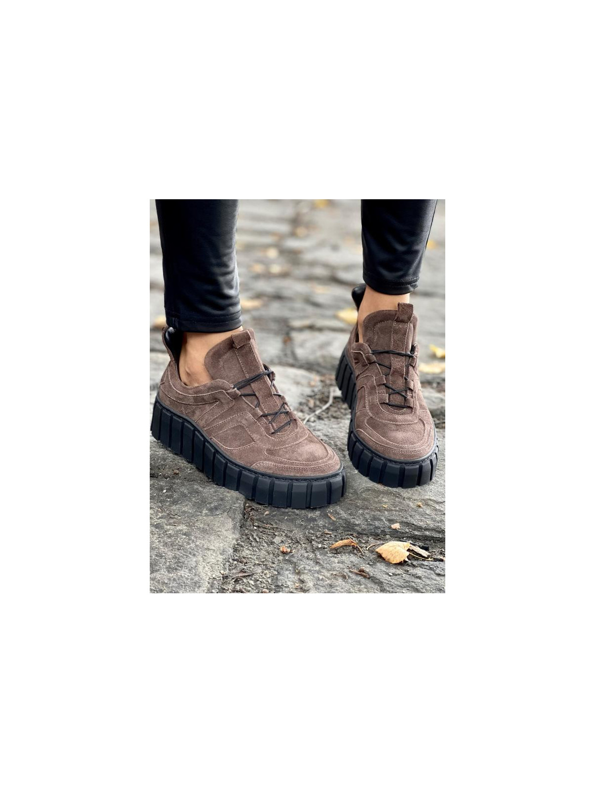 Brązowe trampki damskie skórzane