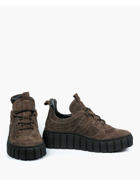 Brązowe trampki damskie skórzane