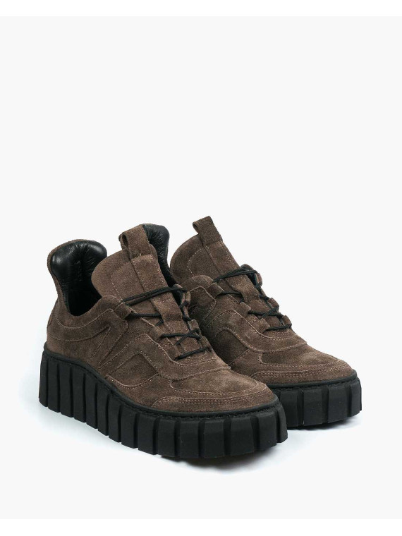 Brązowe trampki damskie skórzane