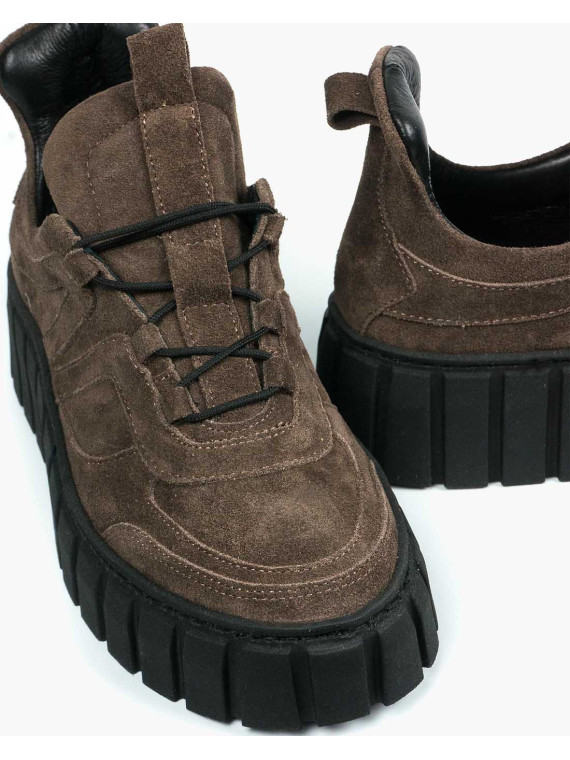 Brązowe trampki damskie skórzane