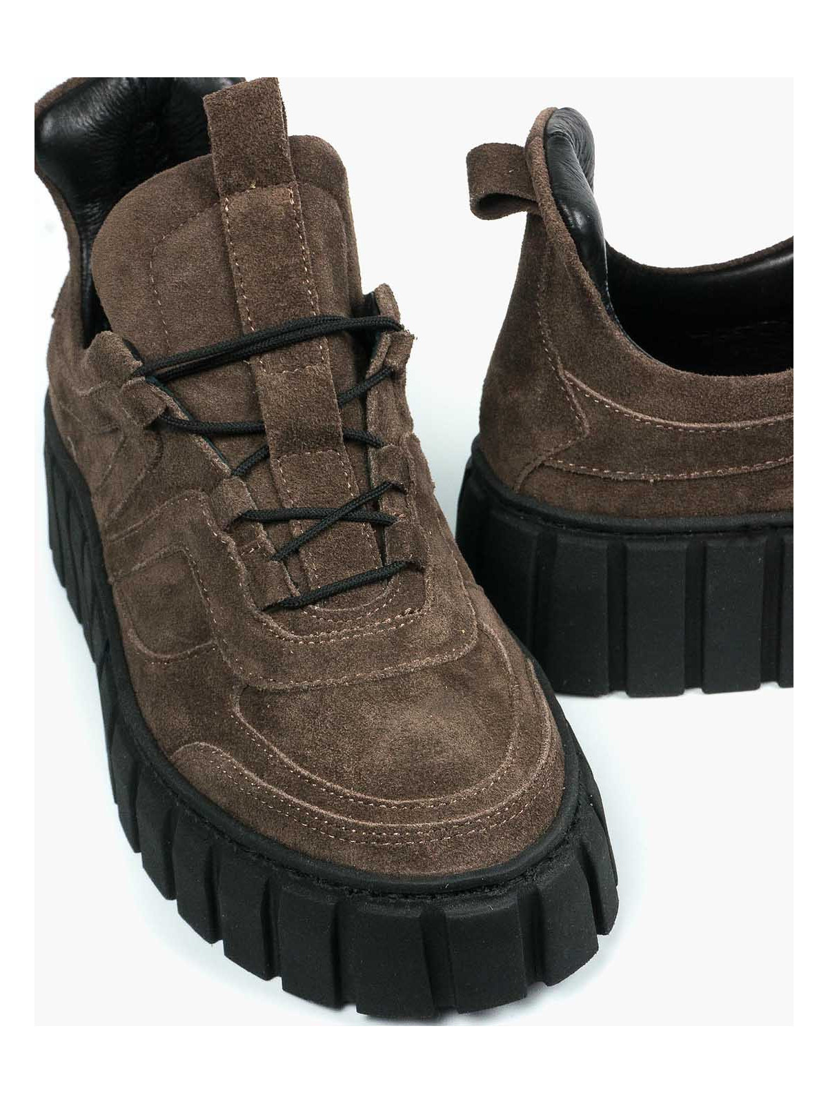 Brązowe trampki damskie skórzane