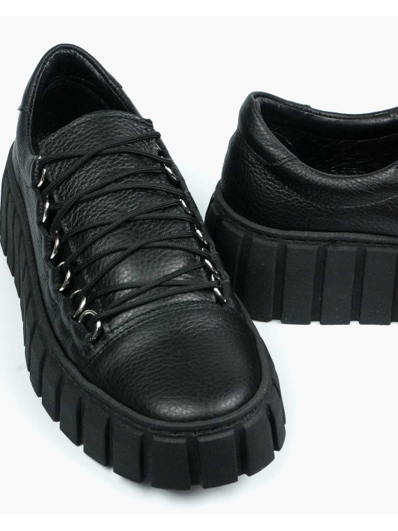Czarne trampki damskie skórzane