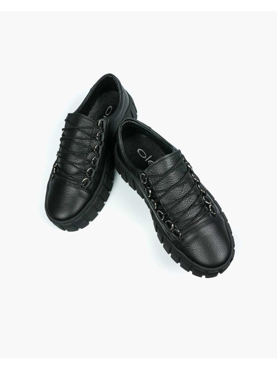 Czarne trampki damskie skórzane