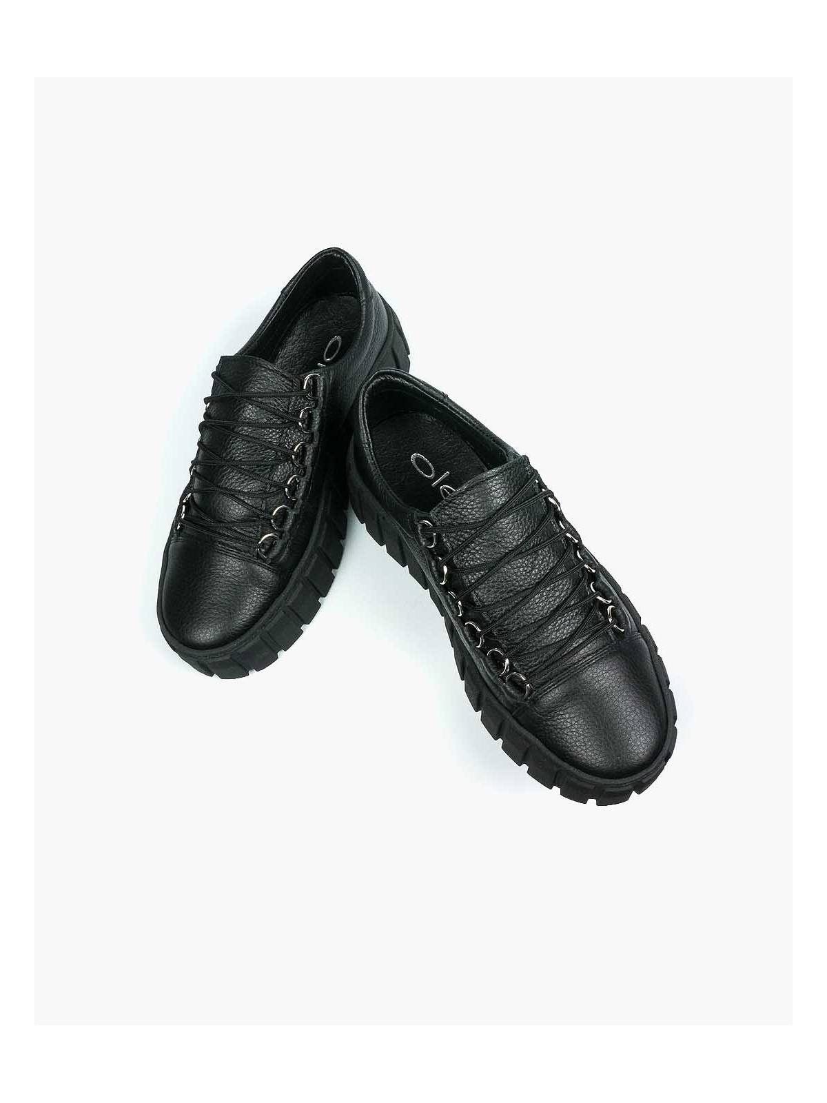 Czarne trampki damskie skórzane