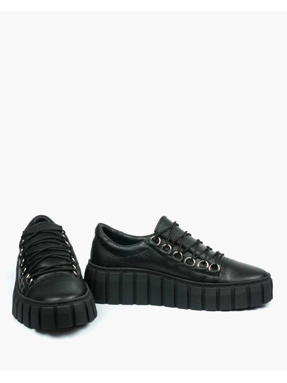 Czarne trampki damskie skórzane