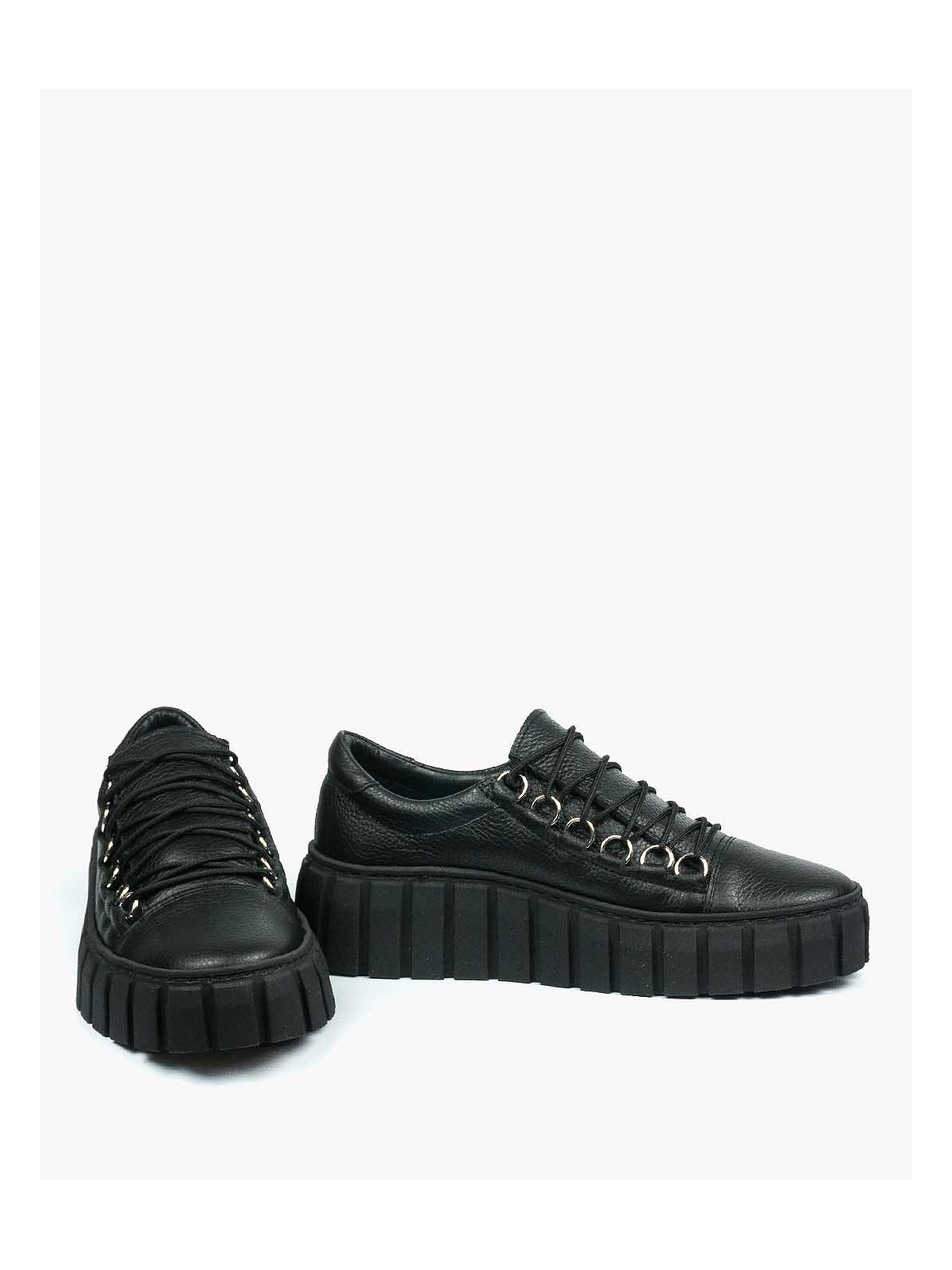 Czarne trampki damskie skórzane