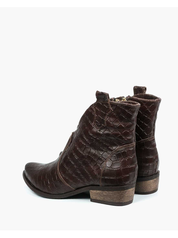 Brązowe botki damskie skórzane