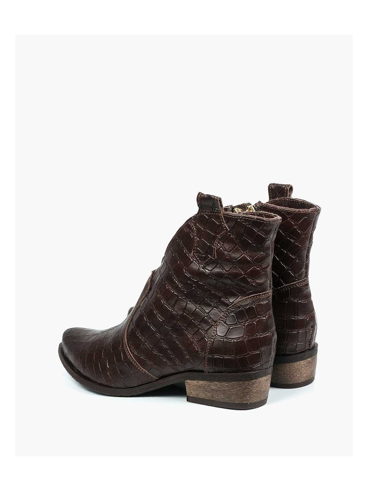 Brązowe botki damskie skórzane