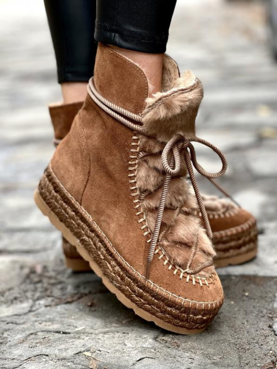 Rude śniegowce damskie skórzane