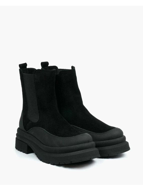 Czarne botki damskie skórzane