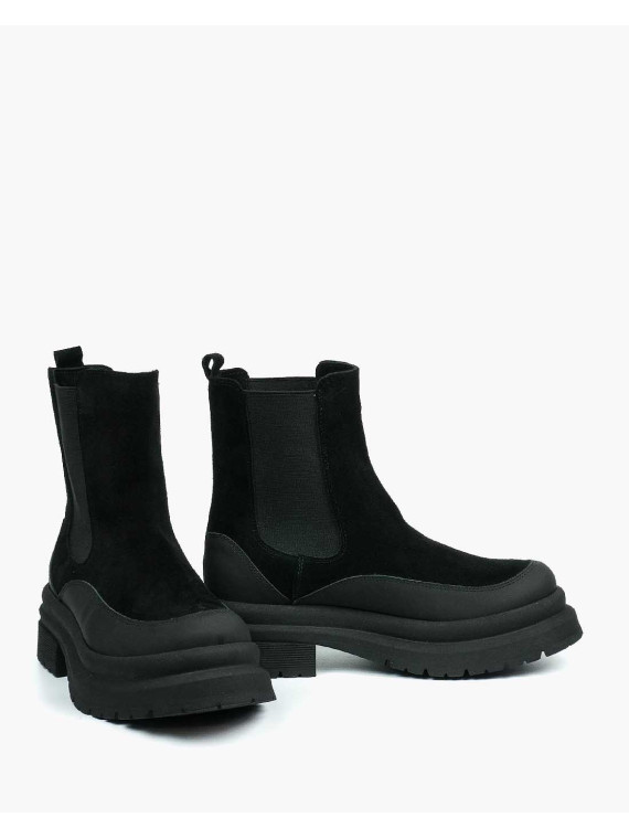 Czarne botki damskie skórzane