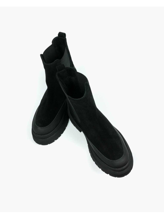 Czarne botki damskie skórzane