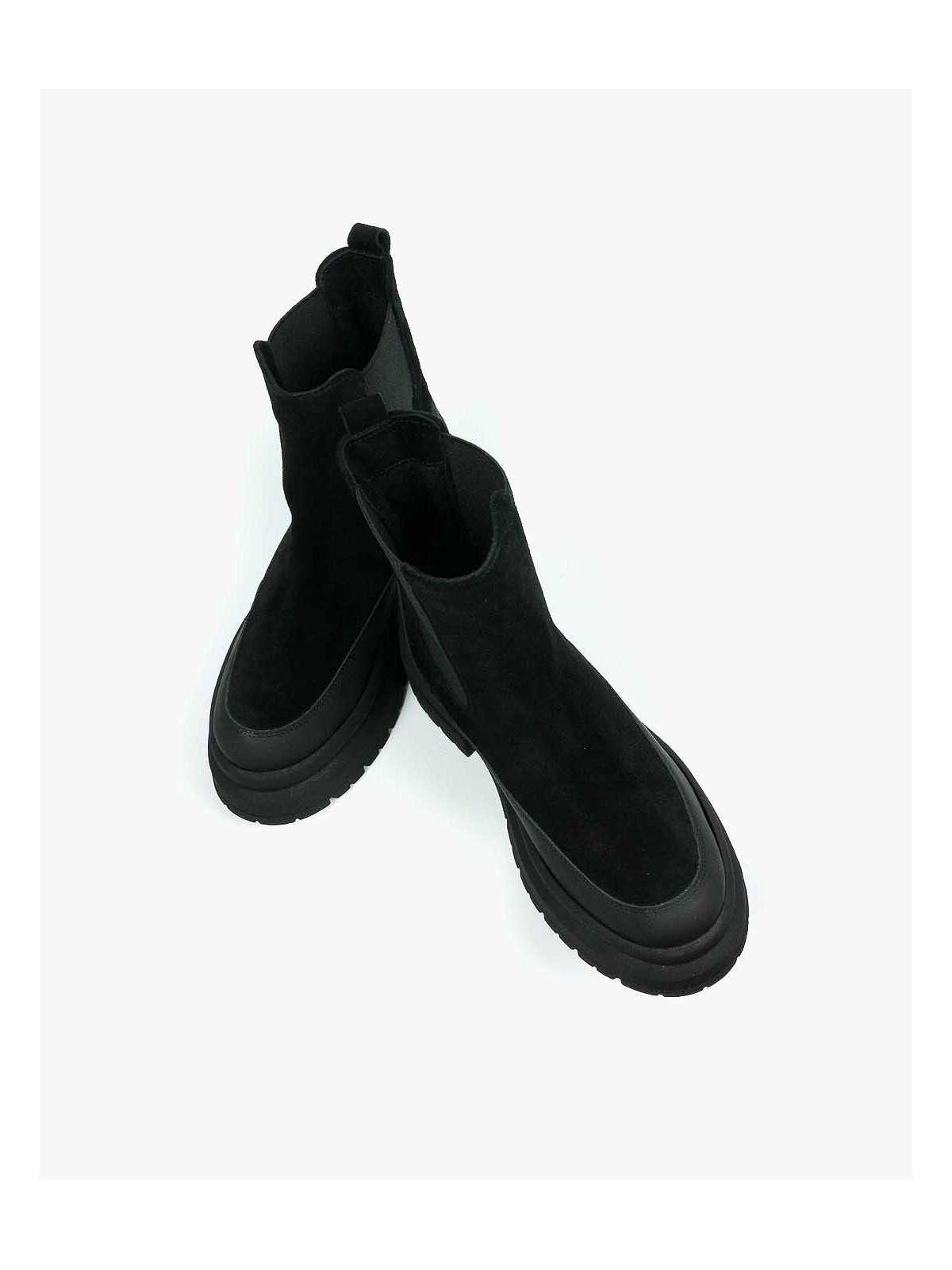 Czarne botki damskie skórzane