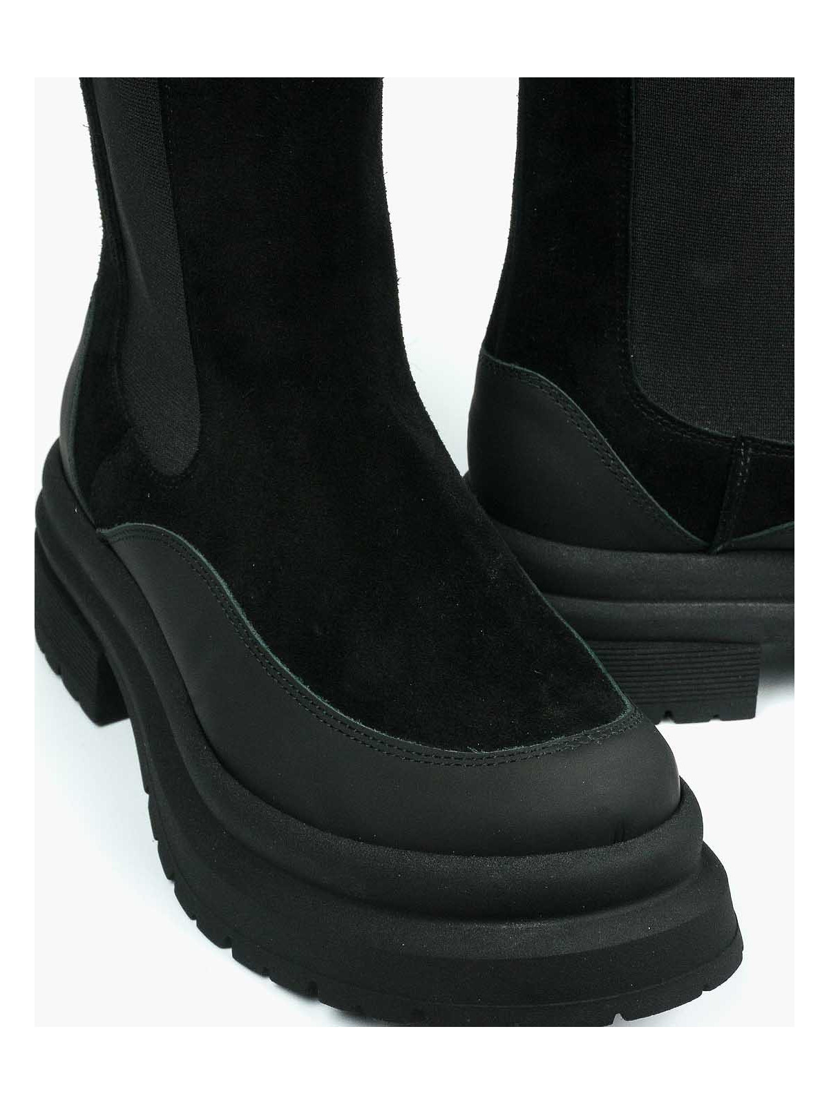 Czarne botki damskie skórzane