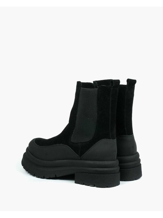 Czarne botki damskie skórzane