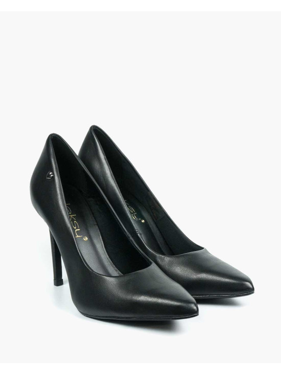 Czarne czółenka damskie skórzane