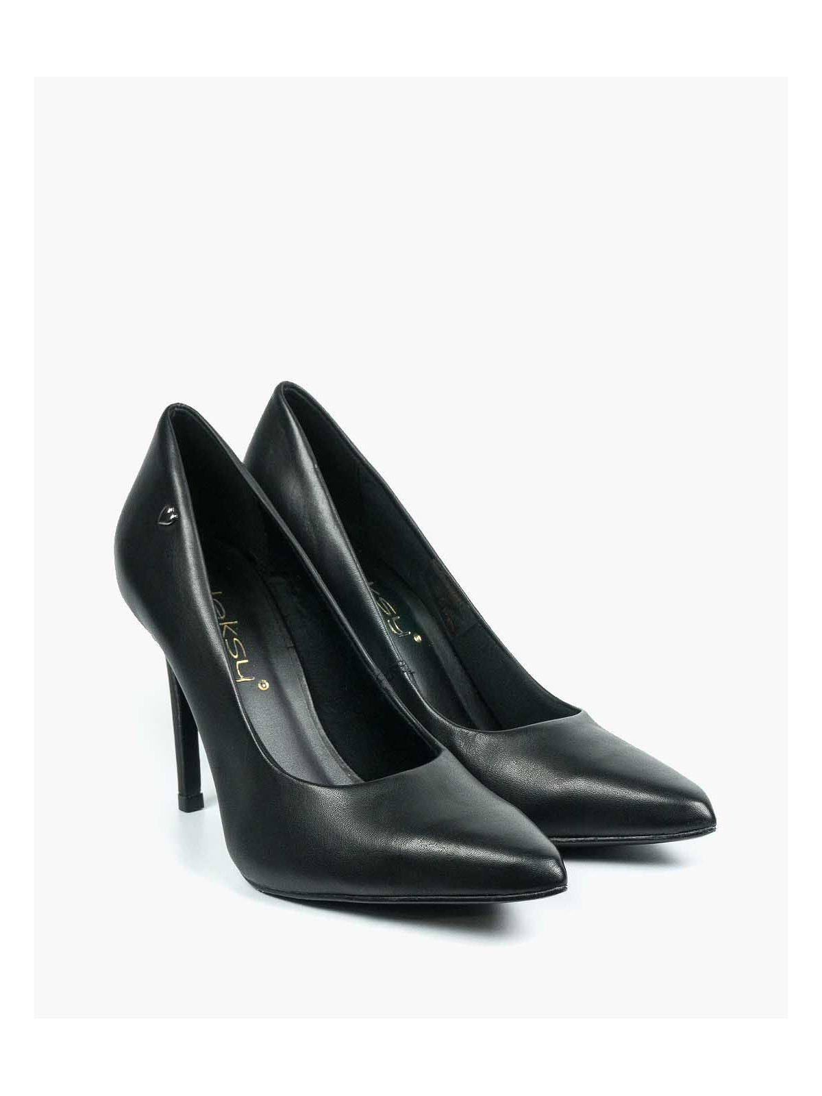 Czarne czółenka damskie skórzane