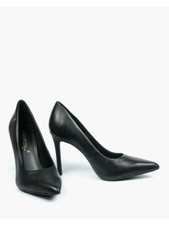 Czarne czółenka damskie skórzane