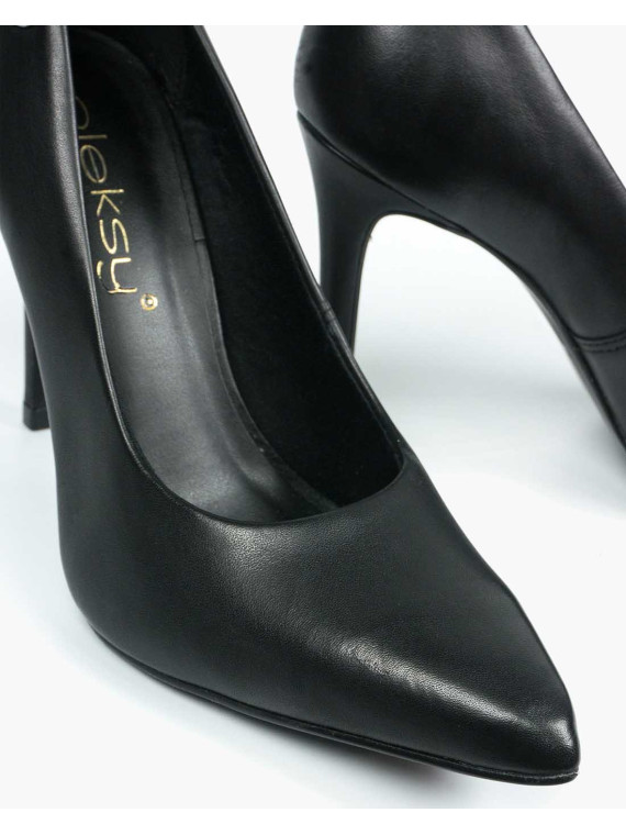 Czarne czółenka damskie skórzane