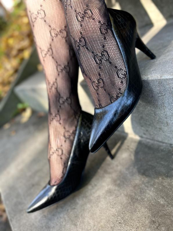 Czarne czółenka damskie skórzane