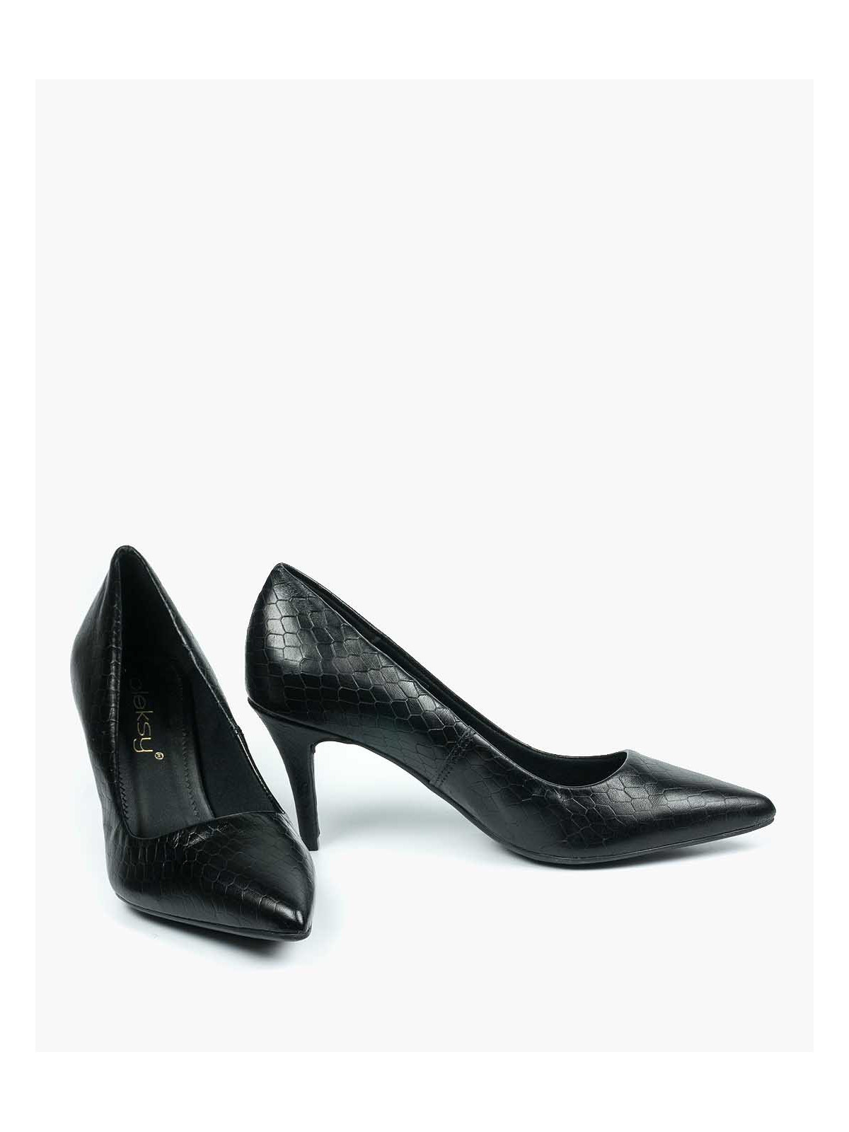 Czarne czółenka damskie skórzane