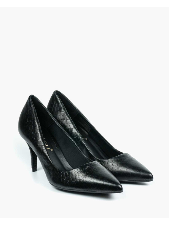 Czarne czółenka damskie skórzane