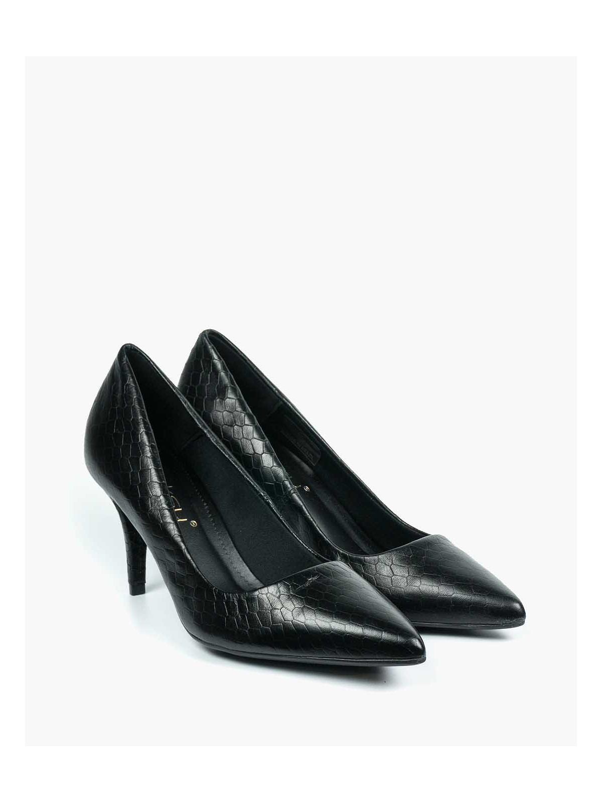 Czarne czółenka damskie skórzane