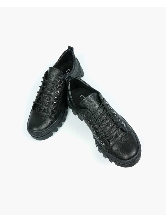 Czarne trapery damskie skórzane