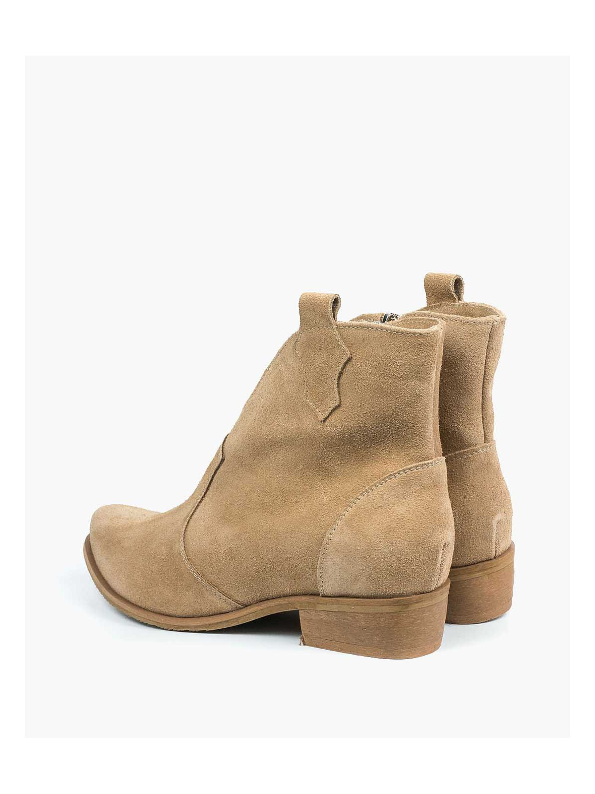 Beżowe botki damskie skórzane