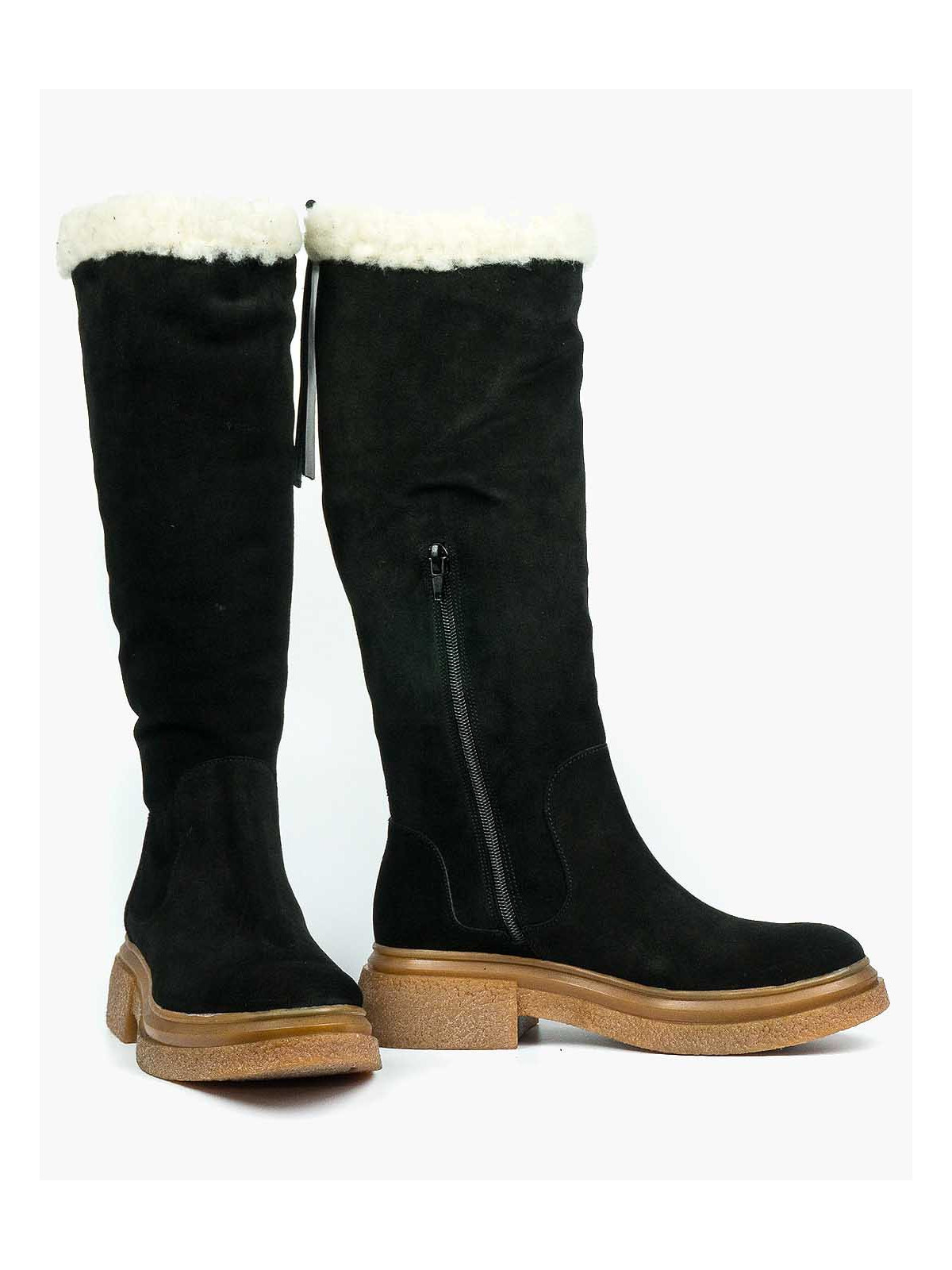 Czarne kozaki damskie skórzane