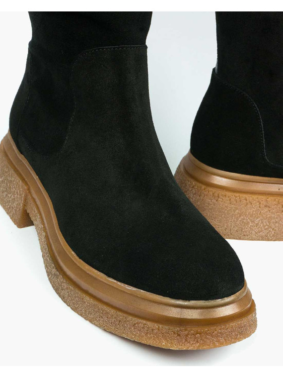 Czarne kozaki damskie skórzane