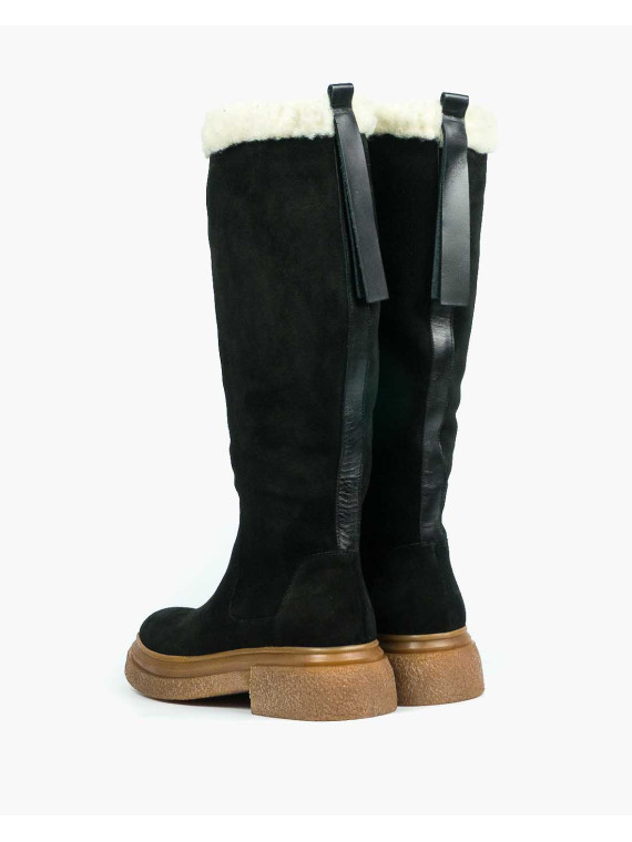 Czarne kozaki damskie skórzane