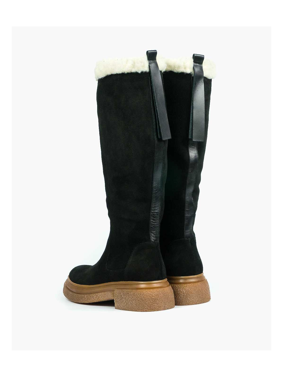 Czarne kozaki damskie skórzane